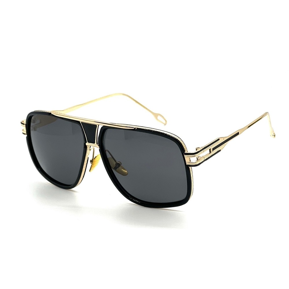 Women Sunglasses Rectangular Stylish Black Gold Designer Style UV Protection New - Picture 5 of 11